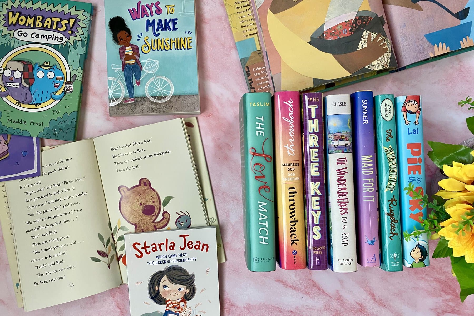 flat lay of books arranged