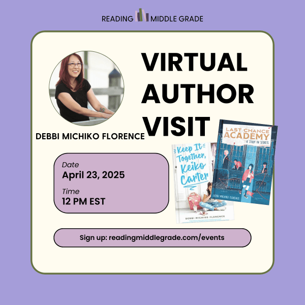 Debbi Michiko Florence Author Visit Promo Card Image showing Debbi Michiko Florence Author Visit Promo Card